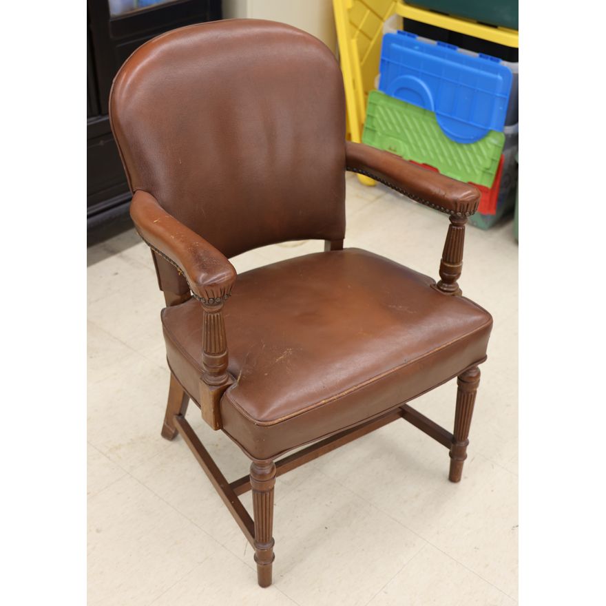 Old Leather Office Armchair 36"x26"x24"