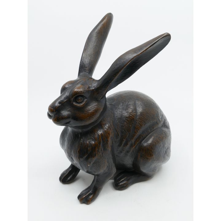 Japanese Bronze Rabbit Okimono 9'' - Purchased at Gumps