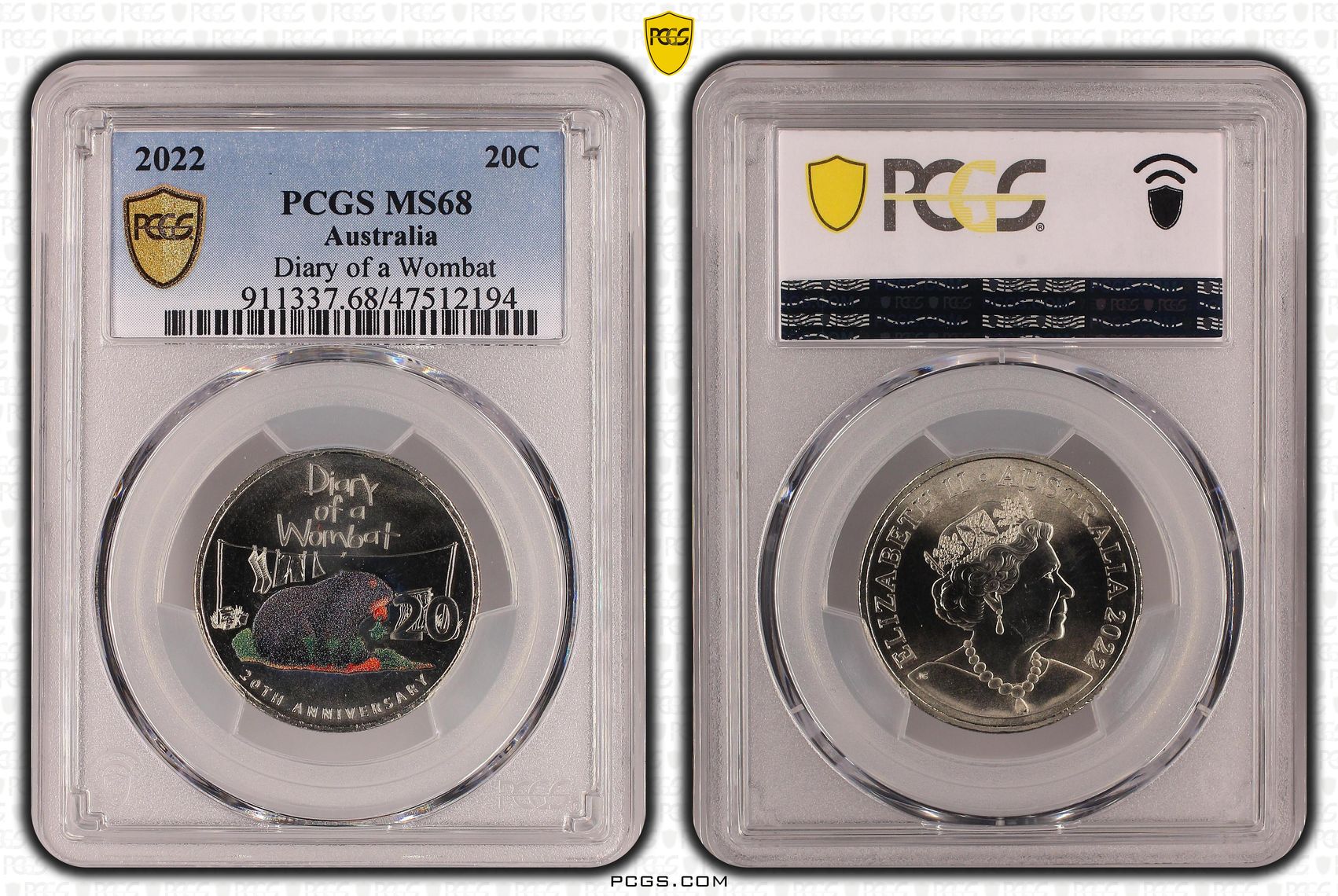 Diary of a Wombat, Twenty Cent, 2022, PCGS MS 68
