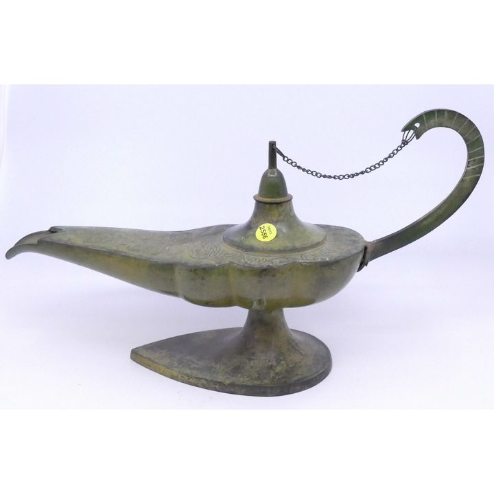 Patinated Brass Genie Oil Lamp- 18''