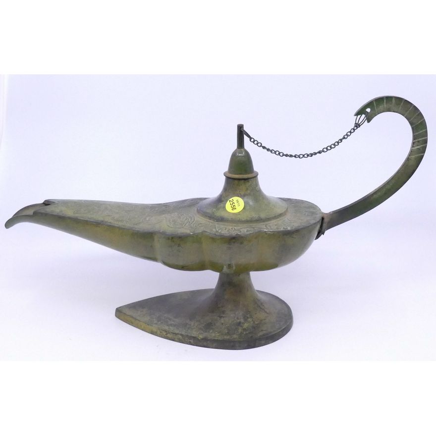 Patinated Brass Genie Oil Lamp- 18''