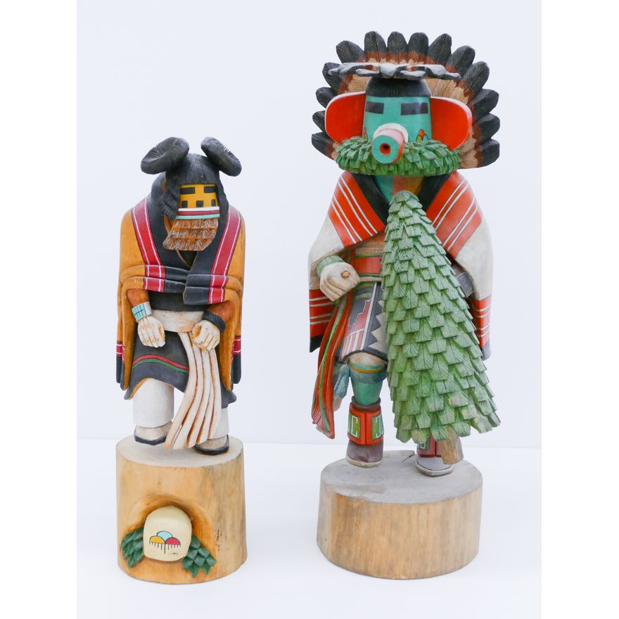 2pc Hopi Carved Cottonwood Kachina Dolls