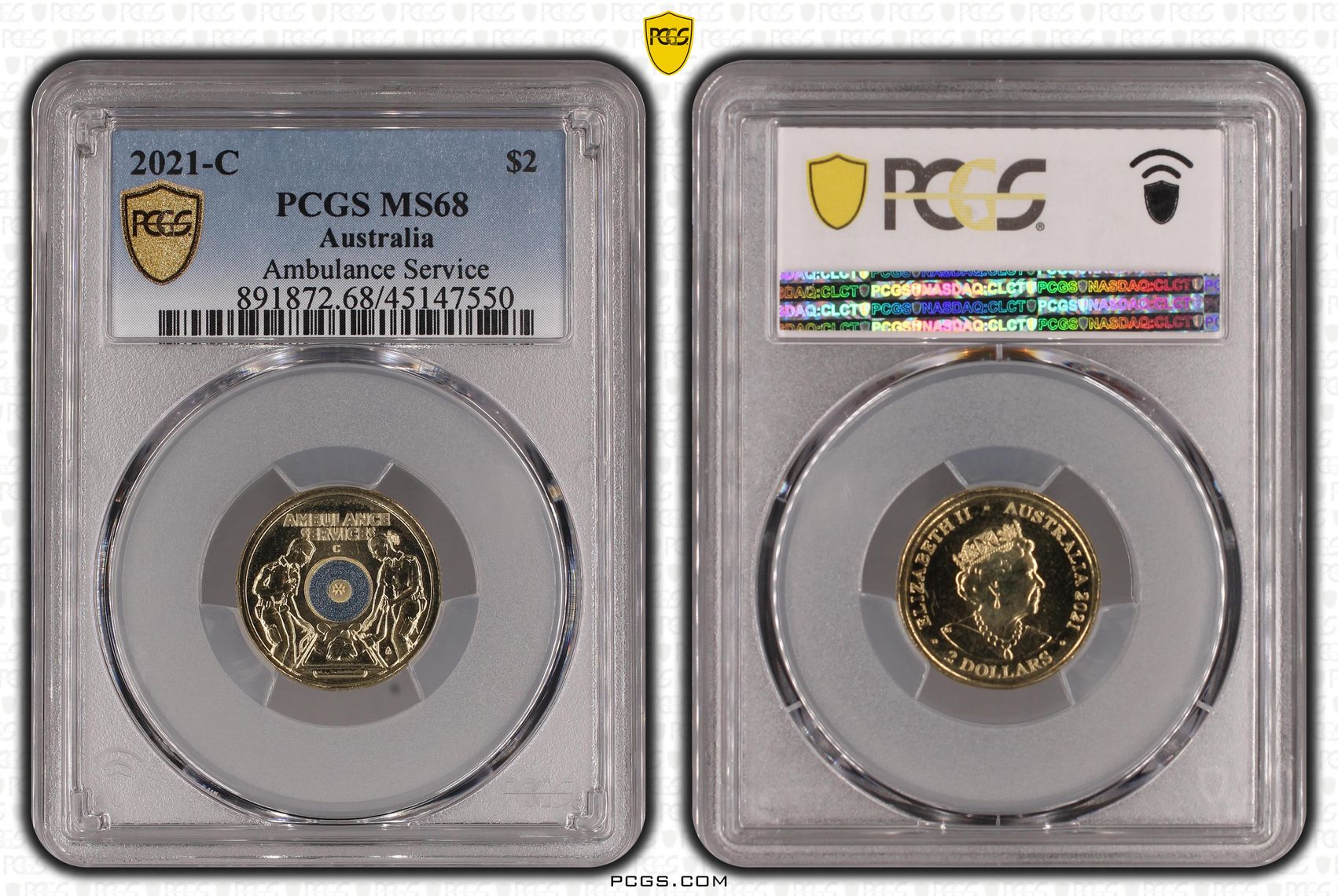 2021-C Australia Two Dollar, $2 Ambulance Service PCGS - MS68 -550