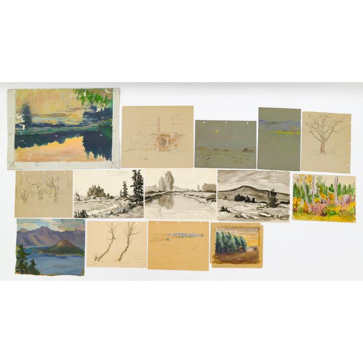 14pc Melville Wire Various Paintings, Watercolors & Drawings
