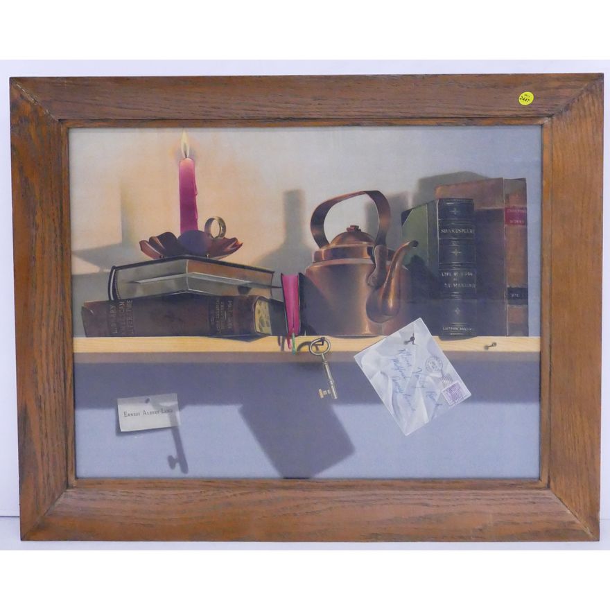 Vintage Shelf Still Life Lithograph Framed- 25x31''