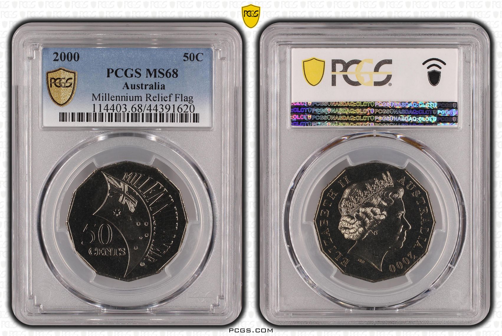 2000 Australia Fifty Cent, 50c Millennium Relief Flag PCGS - MS68 -620