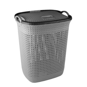 Dream Home Large Laundry Basket Collection Bin with Lid 50L Light Grey | ONE SIDE CRACKED