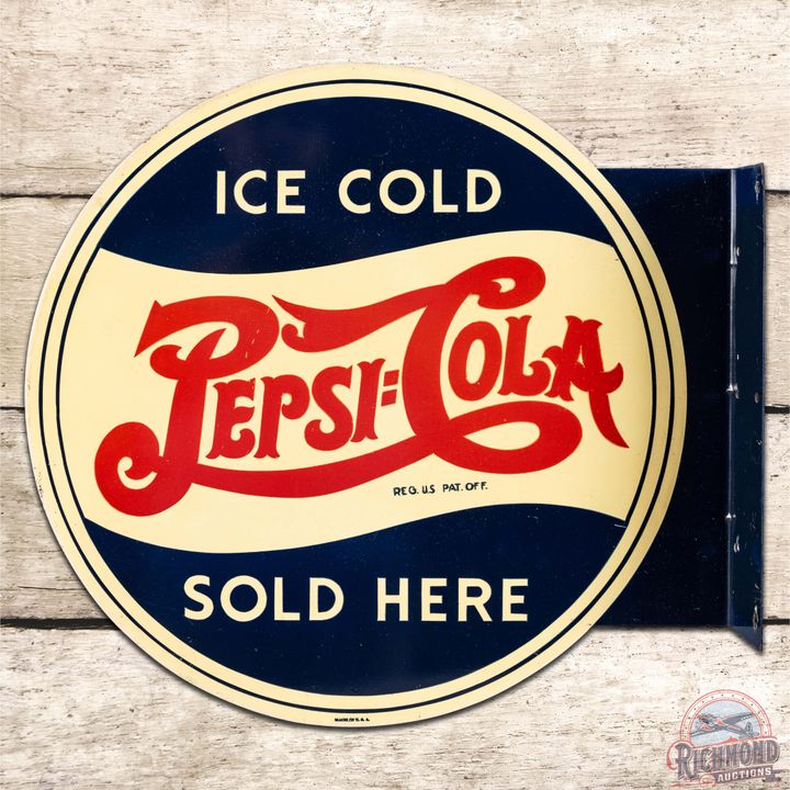 Ice Cold Pepsi Cola Sold Here Double Dot DST Flange Sign