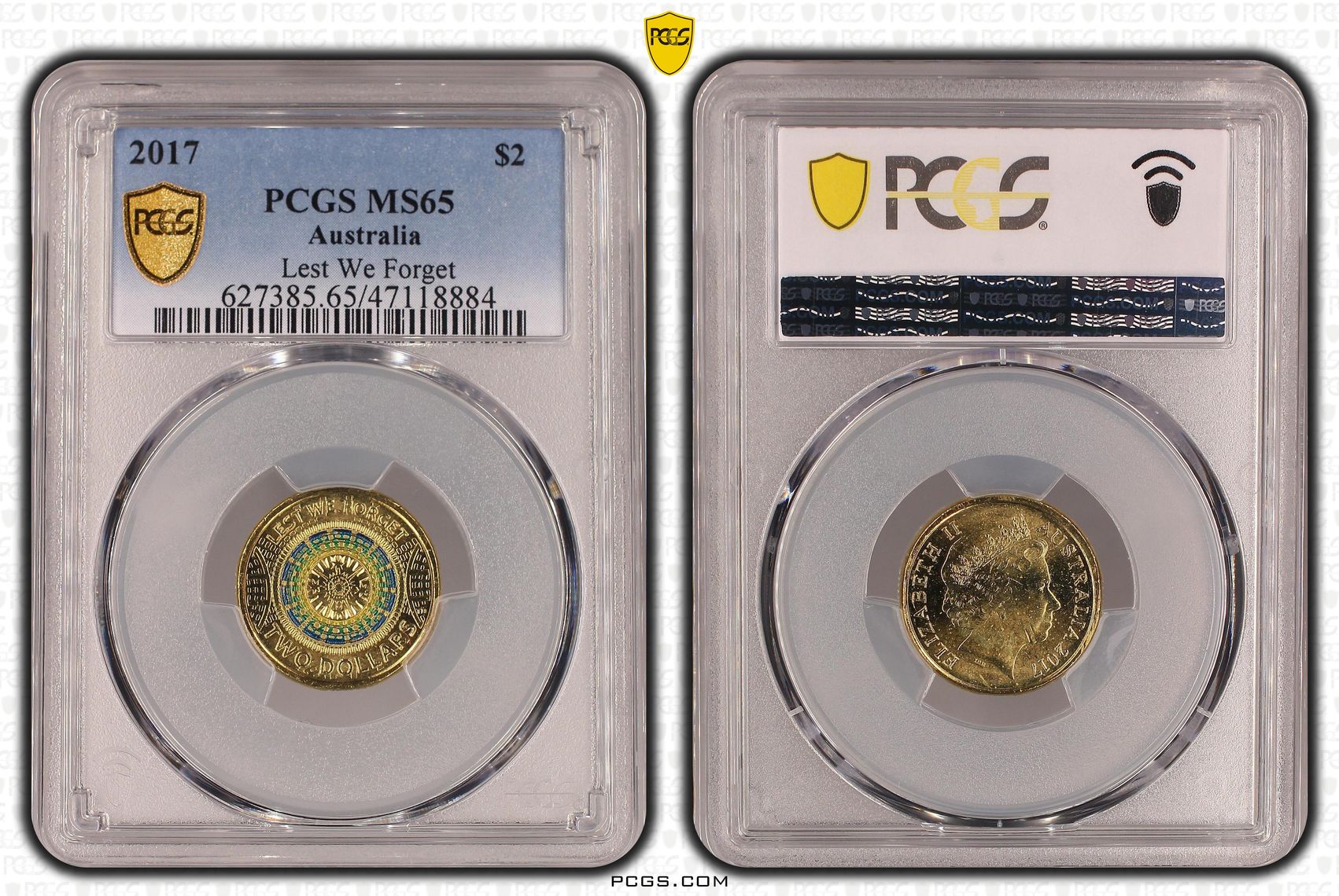 Lest We Forget Colorized, Two Dollar, 2017, PCGS MS65