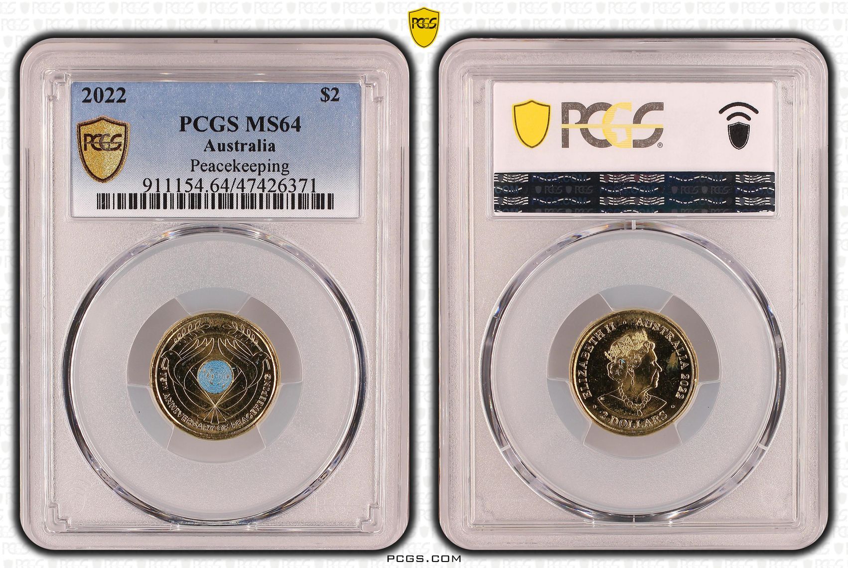 Elizabeth II, Peacekeeping, Two Dollar, 2022, PCGS MS64