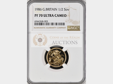 1986 ELIZABETH II PROOF GOLD HALF SOVEREIGN PF70 UCAM TOP POP!
