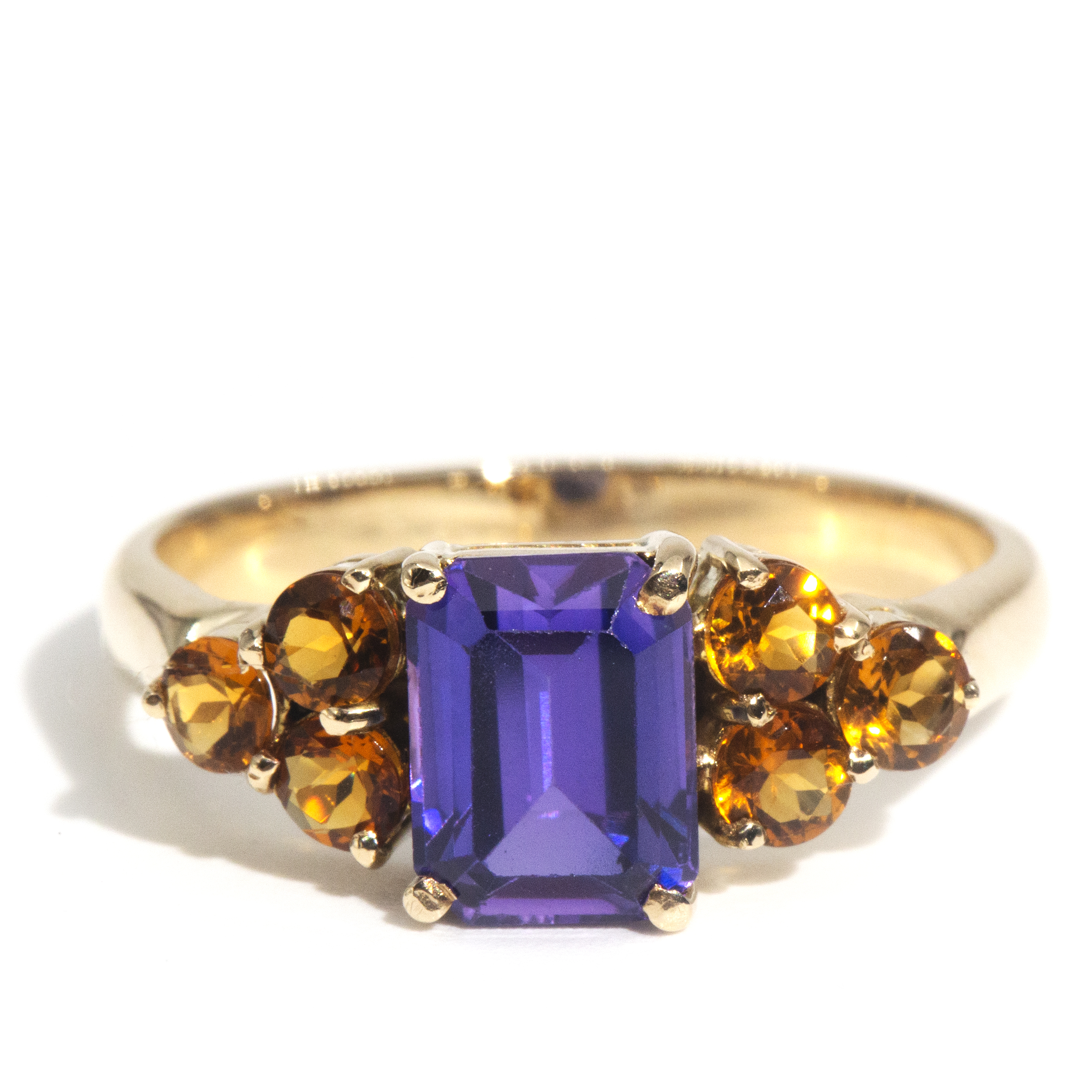 403 · Citrine & Synthetic Sapphire 14 Carat Gold Ring