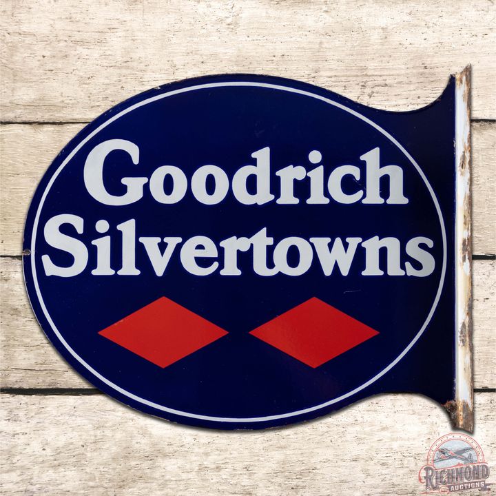 Goodrich Silvertowns Double Sided Porcelain Flange Sign
