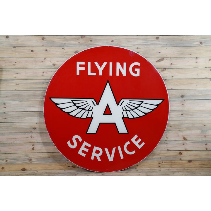 6' Flying A Service w/ Logo Double Sided Porcelain Identification Sign TAC 8