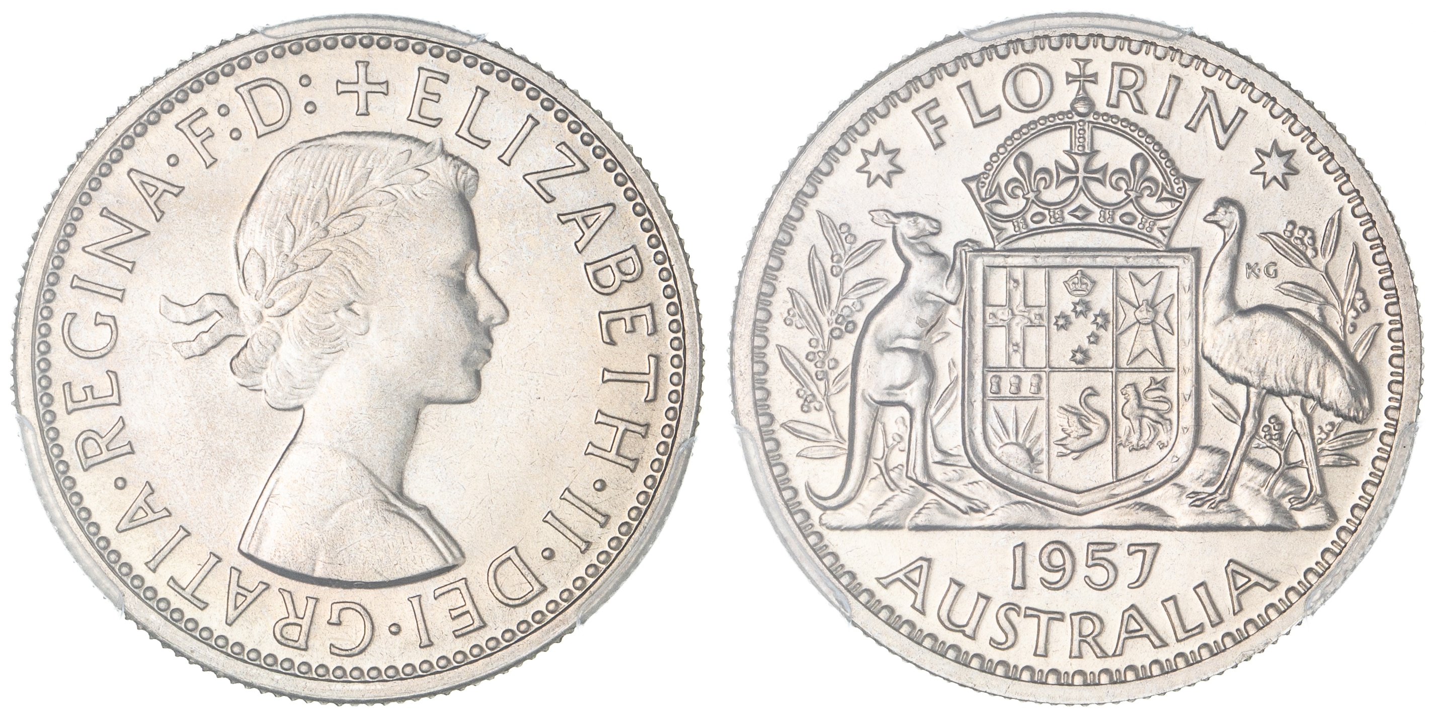 Elizabeth II, Florin, 1957, PCGS PR66