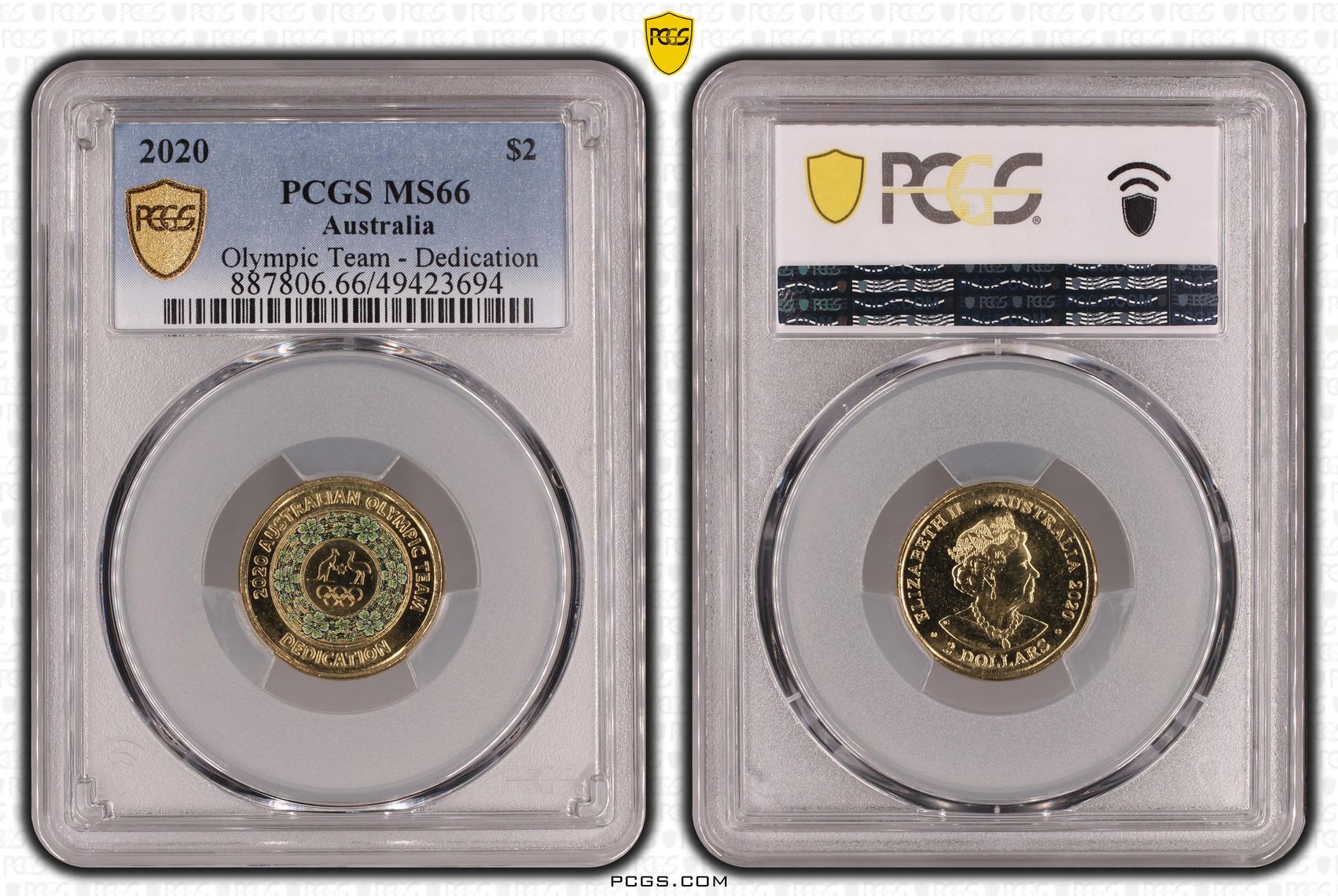457 · Olympic Team - Dedication , Two Dollar, 2020, PCGS MS66