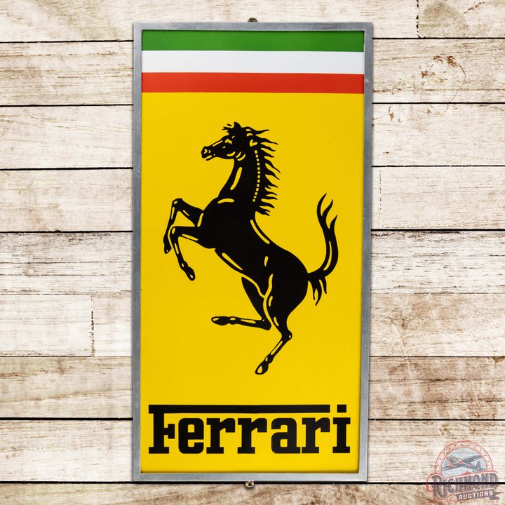 Exceptional Ferrari Single Sided Porcelain Dealership Sign w/ Prancing Horse Logo
