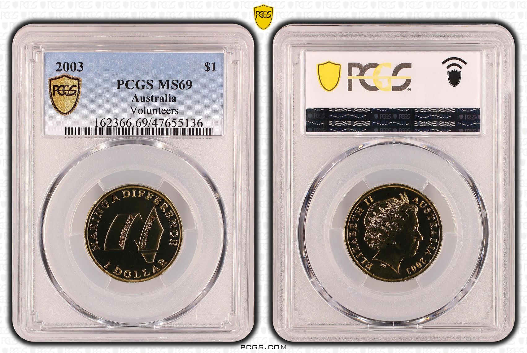 Elizabeth II, Volunteers, One Dollar, 2003, PCGS MS69