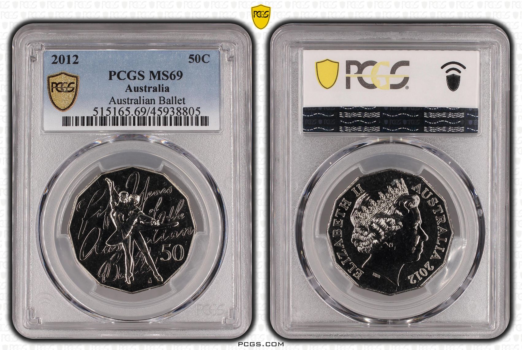 2012 Australia Fifty Cent, 50c Australia Ballet PCGS - MS69 POP 13/0 -805