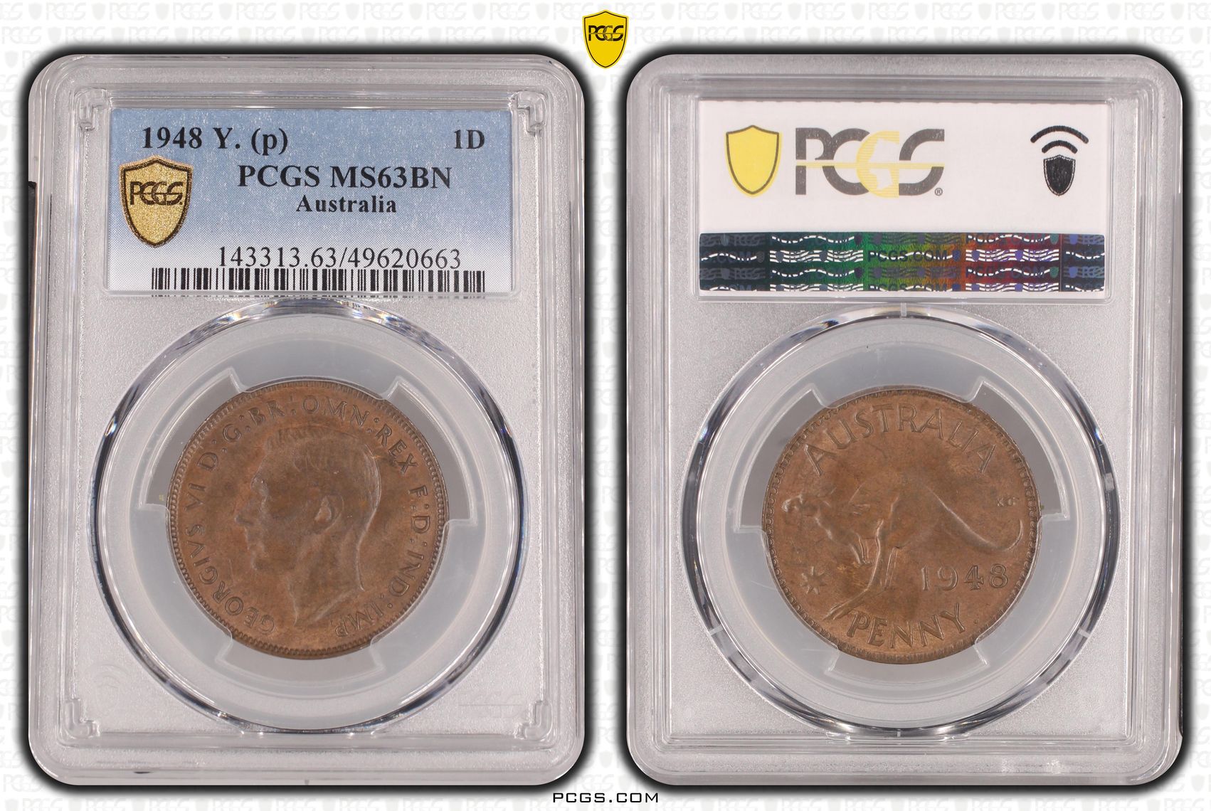 George VI, Penny, 1948, PCGS MS63BN