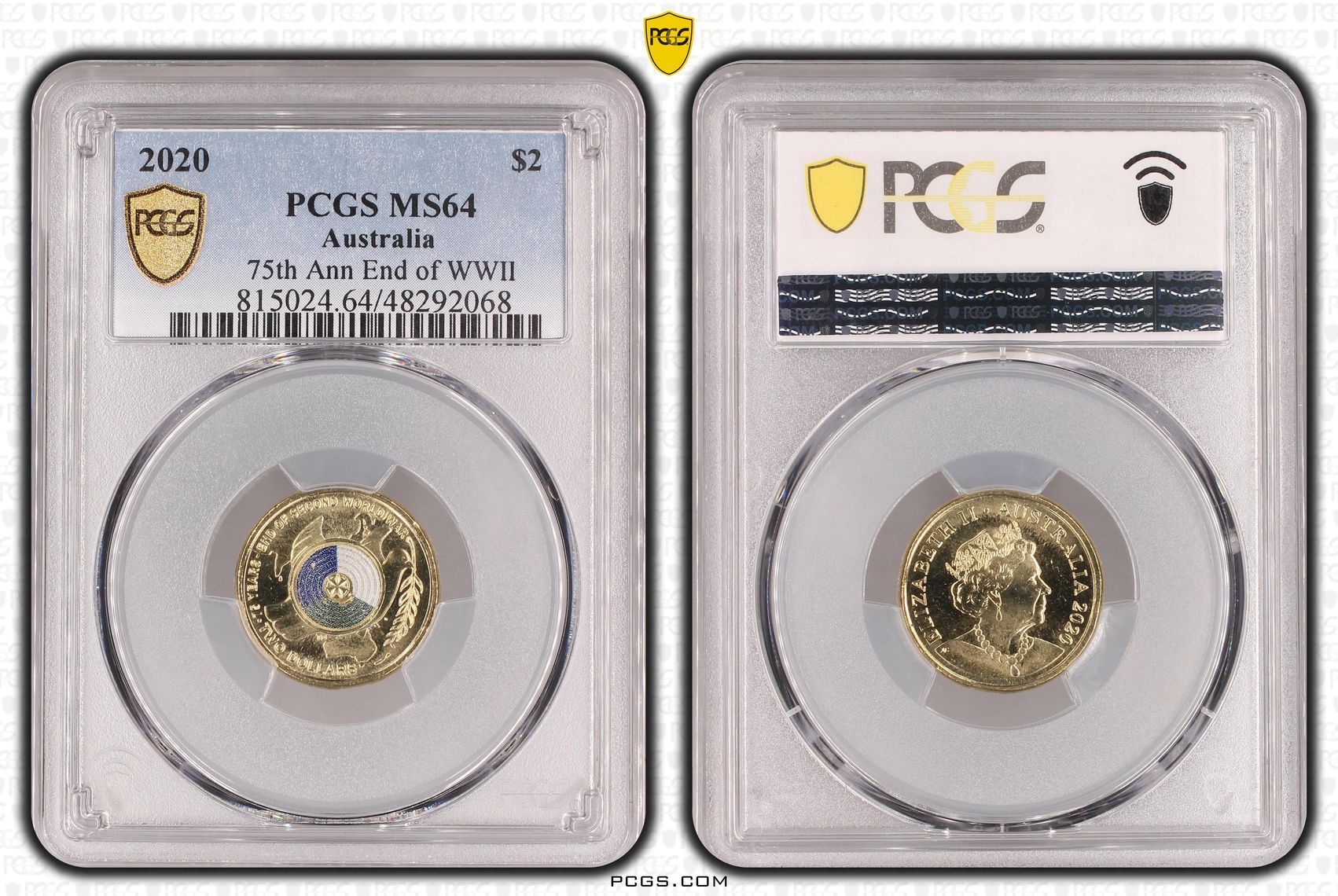 75th Ann End of WWII Colorized, Two Dollar, 2020, PCGS MS64