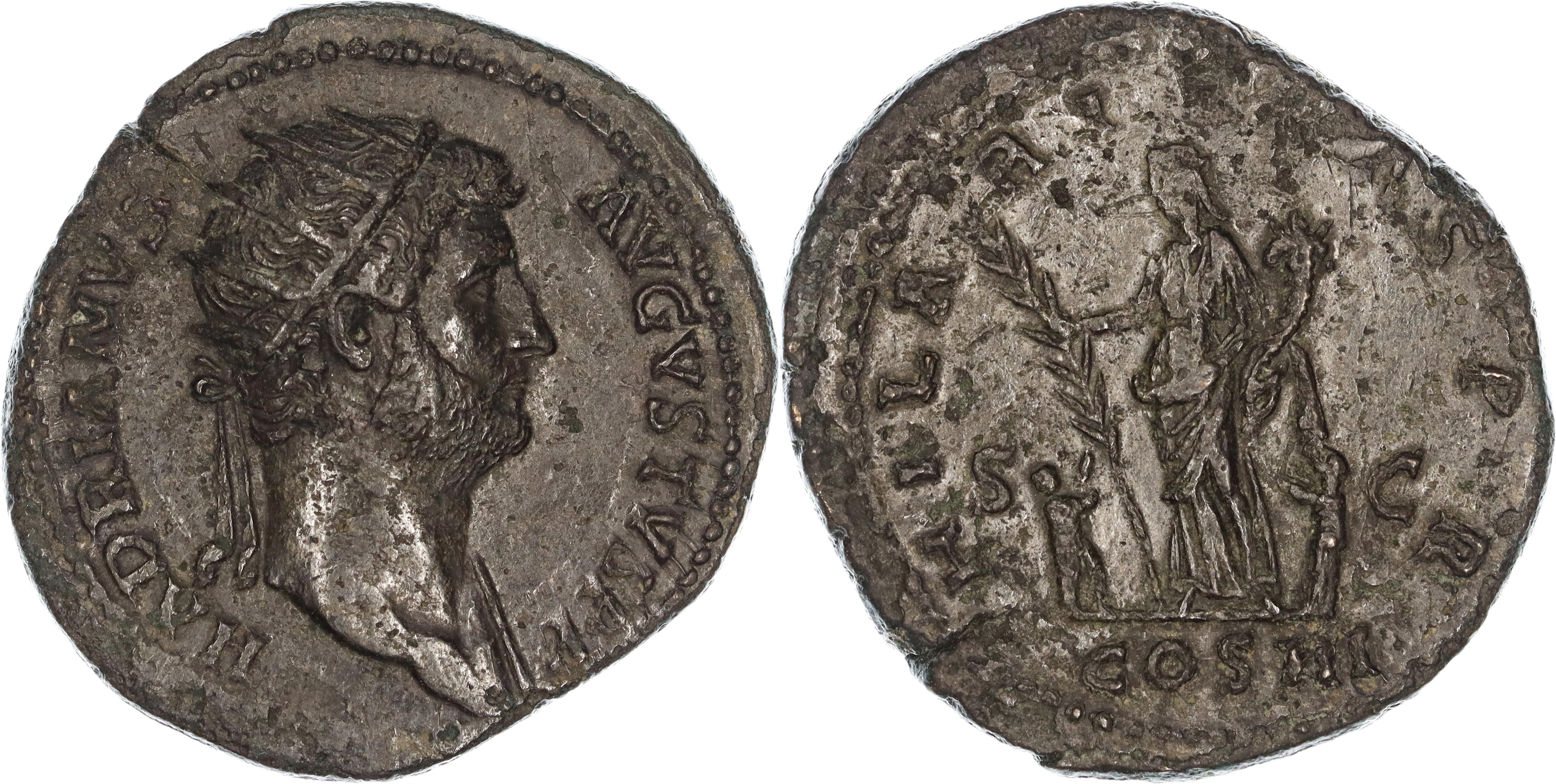 Roman Empire, Hadrian, Æ Dupondius, 128-129 AD, nVF