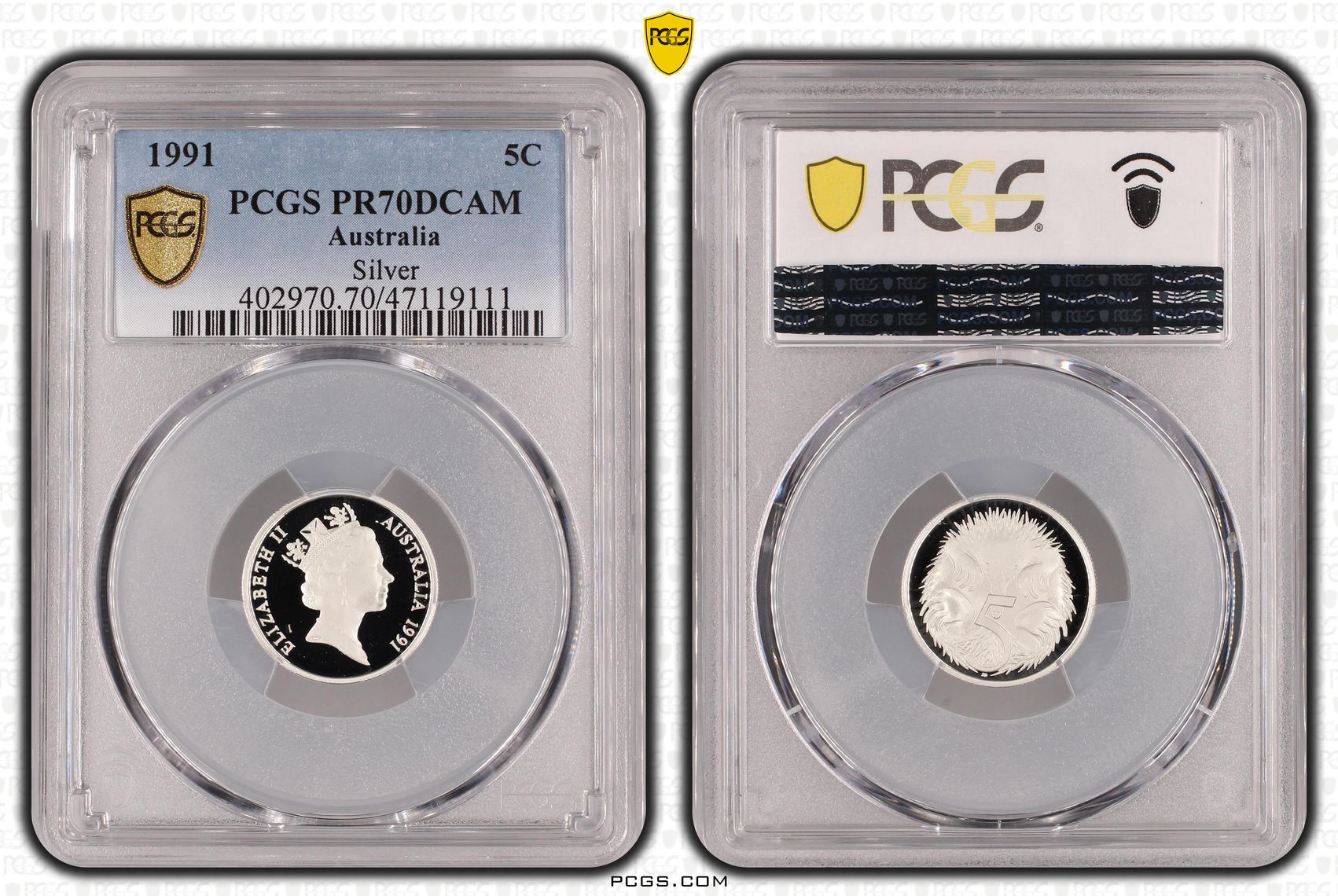 Silver, Five Cent, 1991, PCGS PR70DCAM