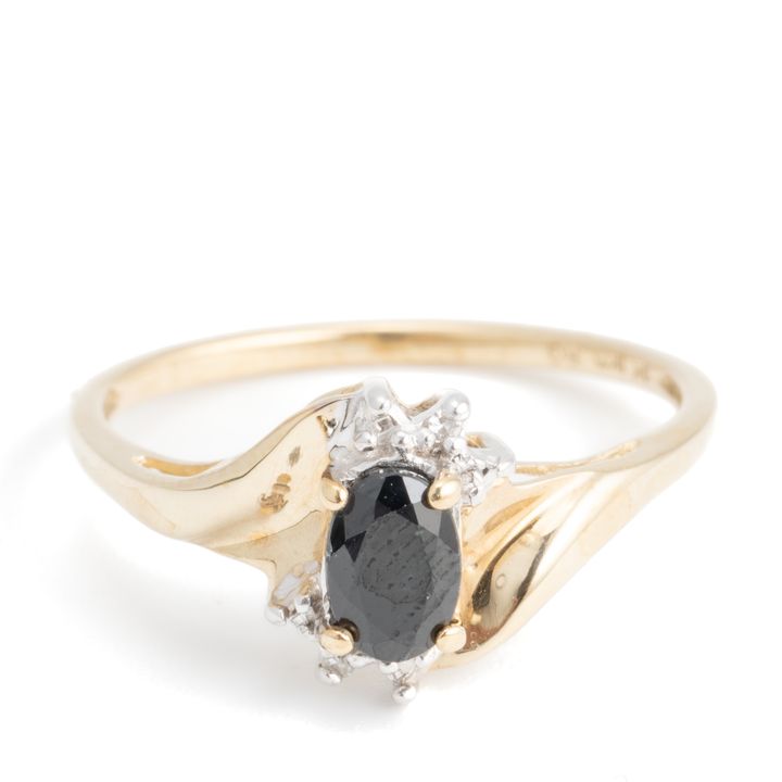 Sapphire & Diamond Cluster 9ct Gold Ring