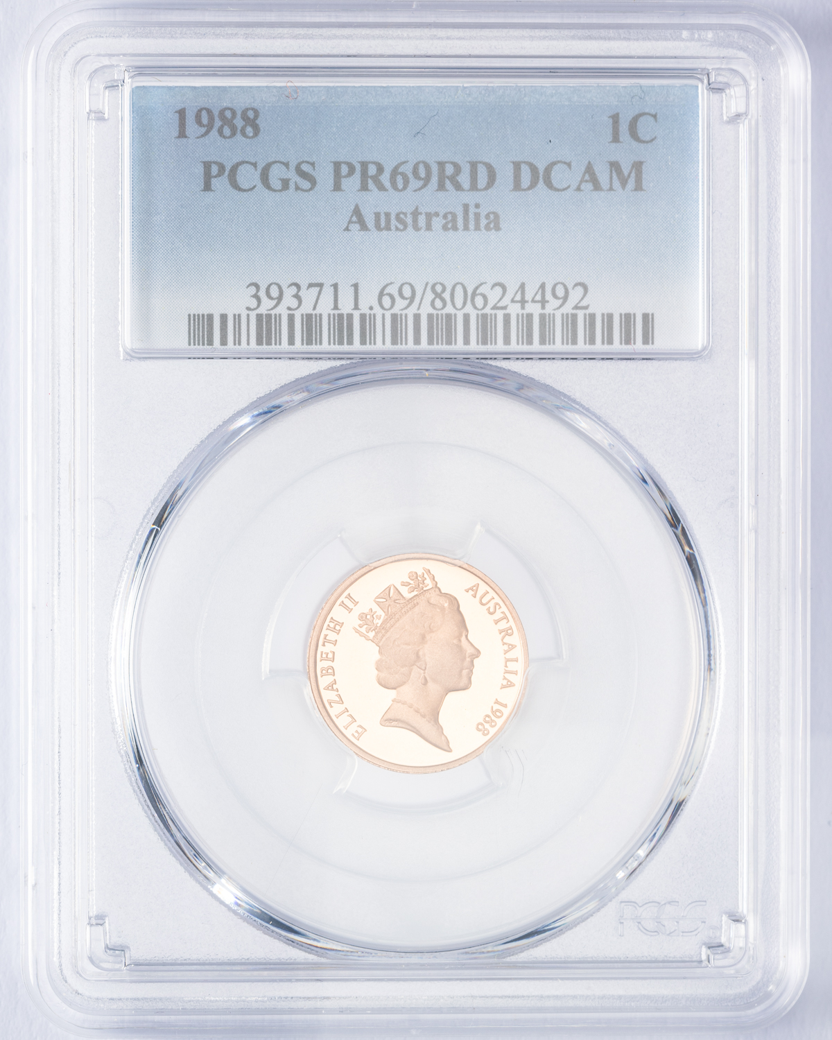 Elizabeth II, One Cent, 1988, PCGS PR69DCAM