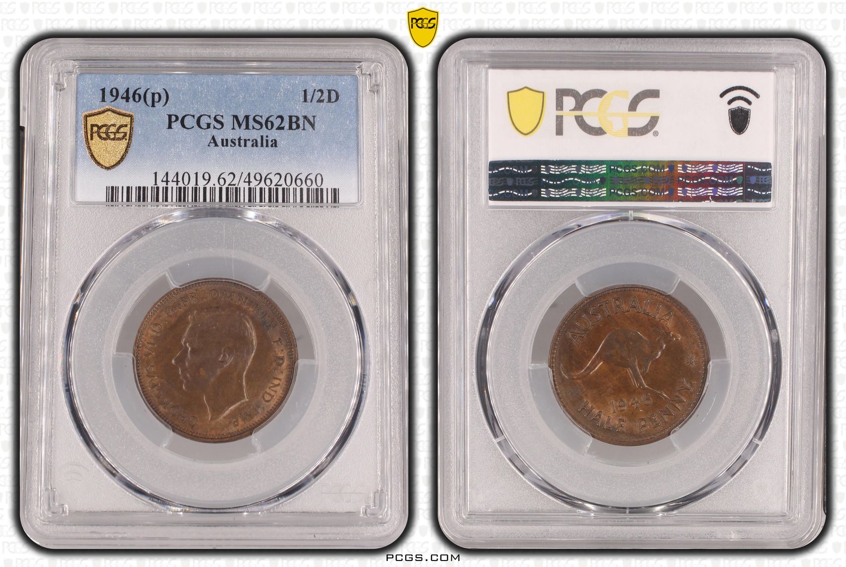 George VI, Halfpenny, 1946(p), PCGS MS62BN
