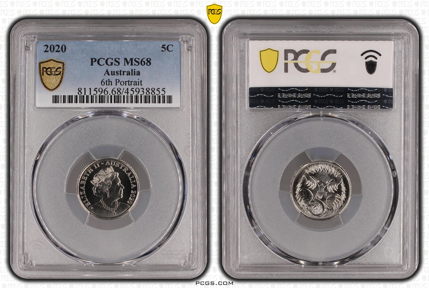 2020 Australia Five Cent, 5c 6th Portrait PCGS - MS68 -855