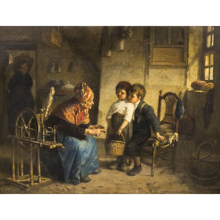 Paul Seignac ''On the Way to Market'' Oil on Panel