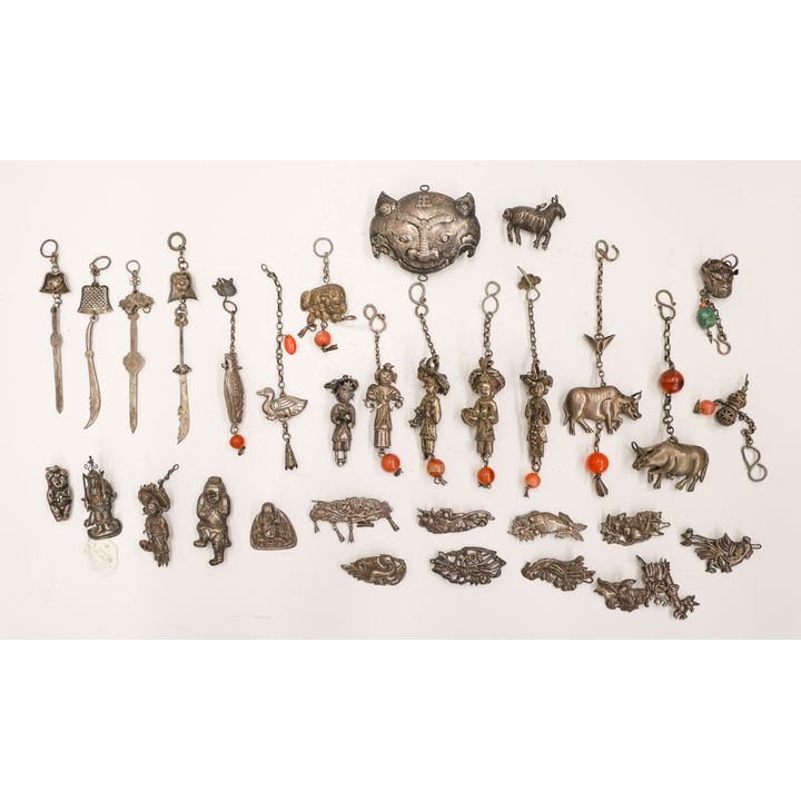 Collection 33pc Chinese Silver Toggles