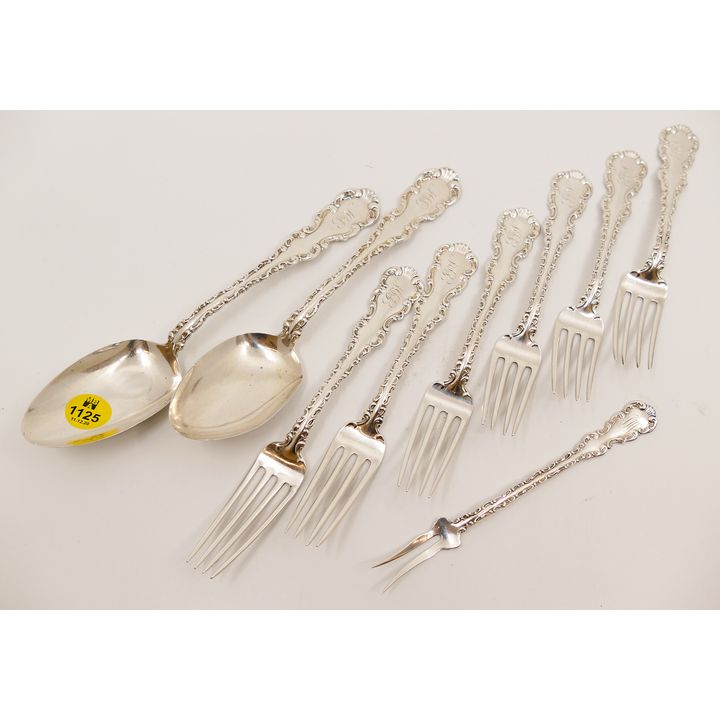 9pc Whiting Louis XV Sterling Flatware- 328g