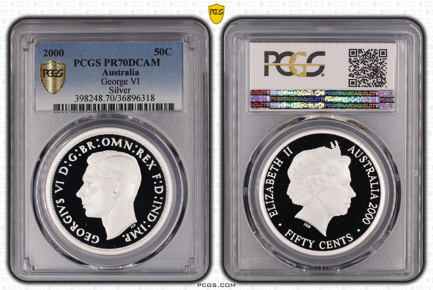 285 · 2000 Australia Fifty Cent, 50c Silver George VI PCGS - PR70DCAM POP 22/0 -318