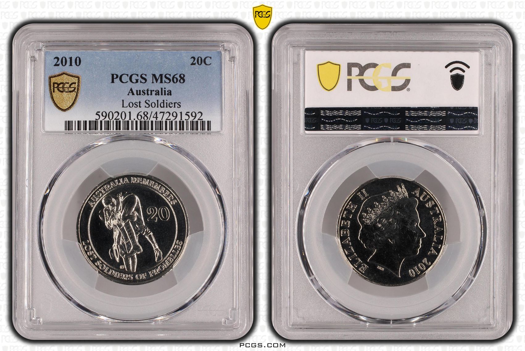 Lost Soldiers, Twenty Cent, 2010 POP Report 24/1, PCGS MS 68
