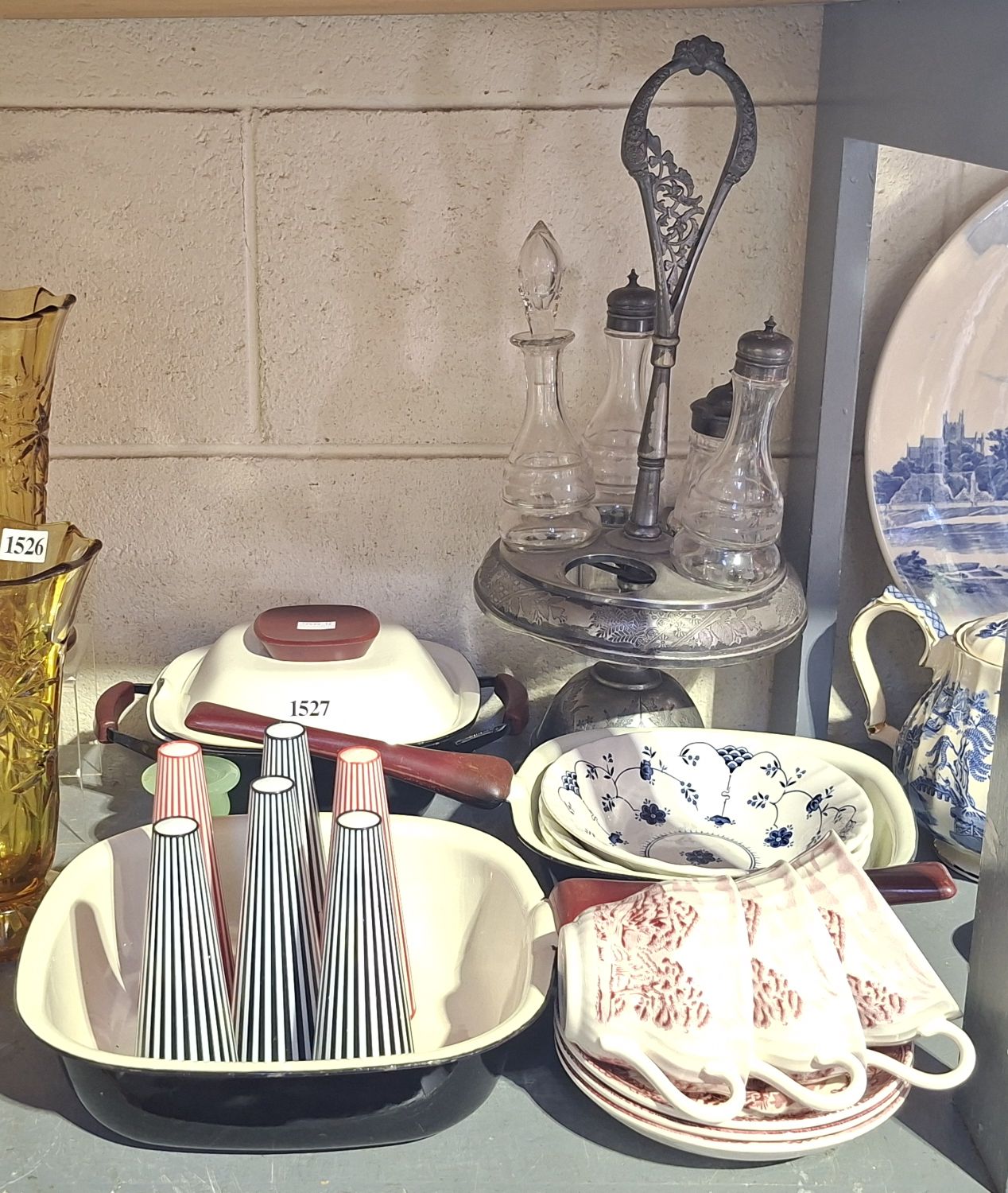 Condiment Cruets And Enamel Cookware