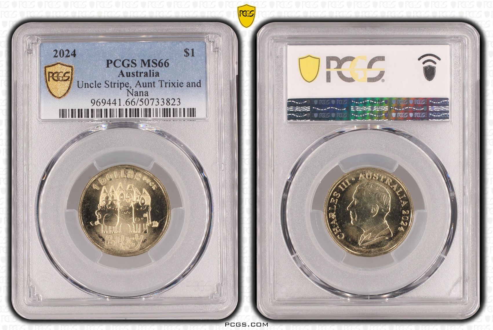 Uncle Stripe, Aunt Trixie and Nana POP 1/0, One Dollar, 2024, PCGS MS66