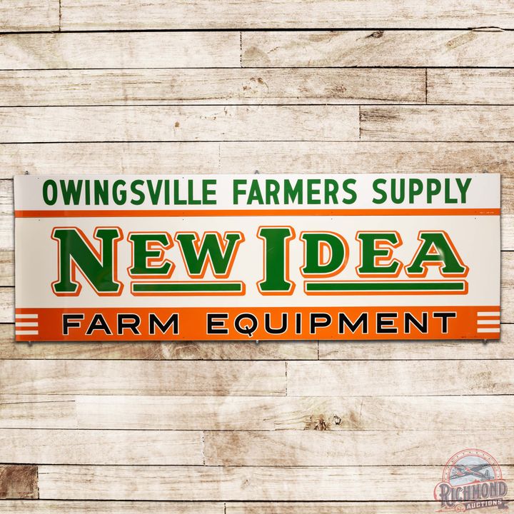 NOS 1952 New Idea Farm Equipment 2-Piece SST Sign Owingsville Farm Supply