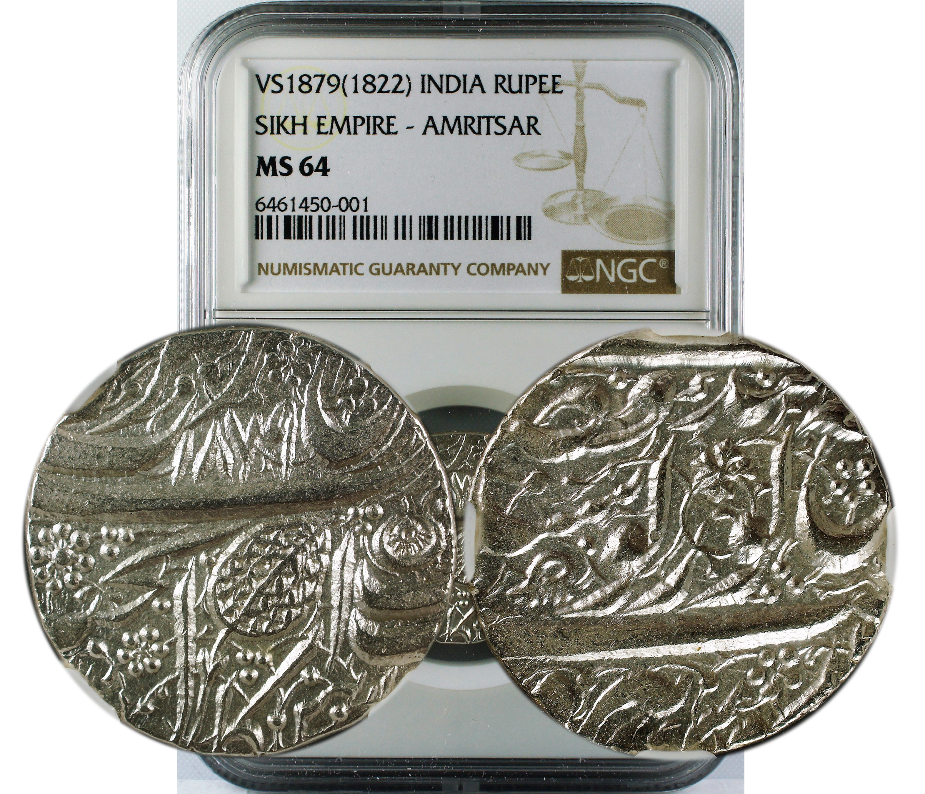 VS 1879(1822) INDIA RUPEE SIKH EMPIRE-AMRITSAR MS64