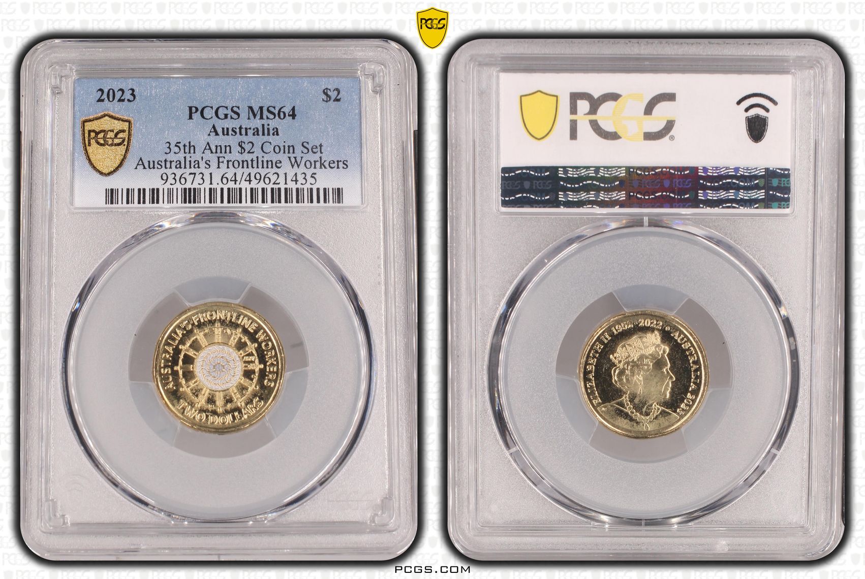 35th Ann $2 Coin Set Colorized - Australia's Frontline Workers, Two Dollar, 2023, PCGS MS64