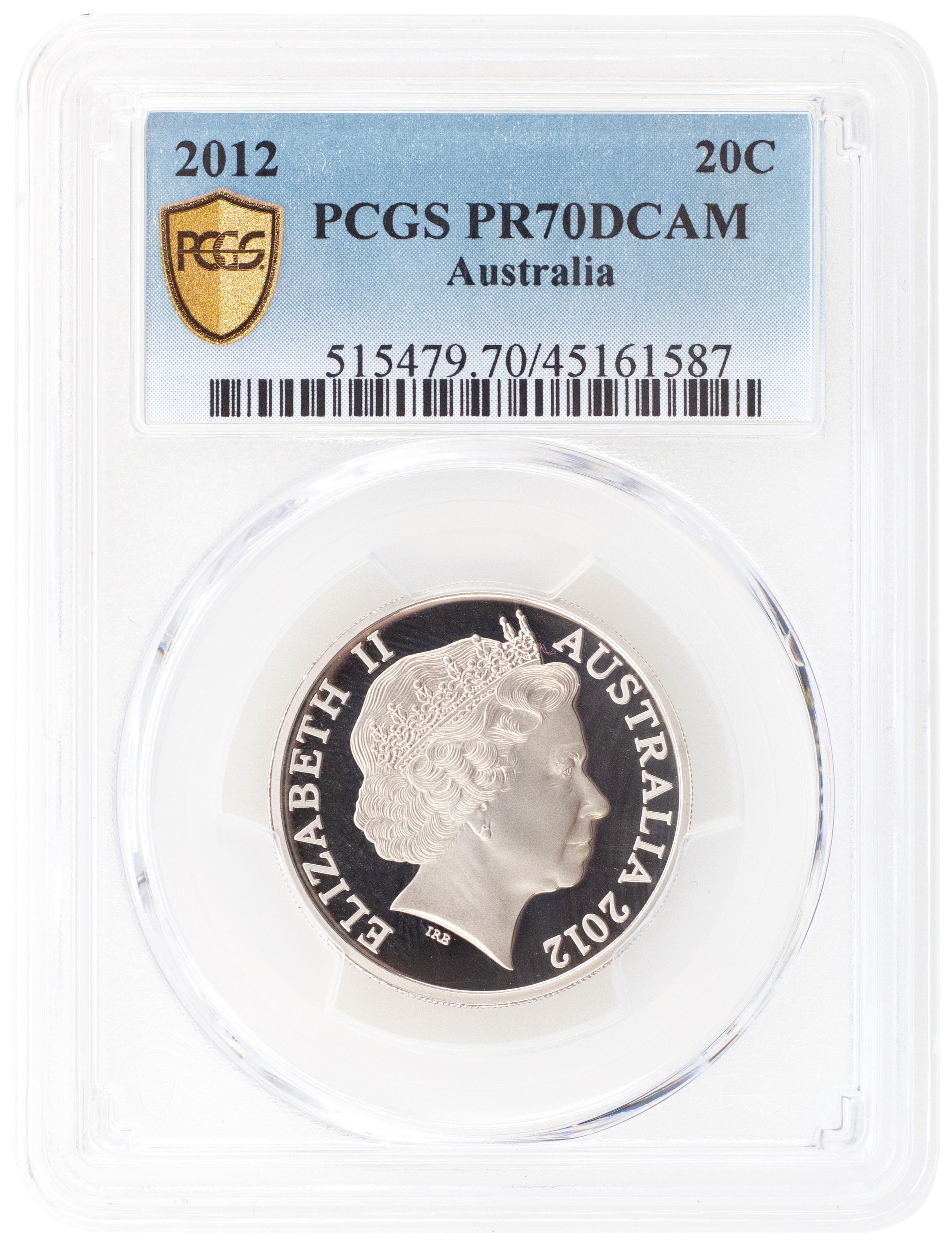 Elizabeth II, Twenty Cents, 2012, PCGS PR 70DCAM