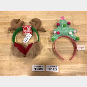1 HOLIDAY SANTA EARMUFF HEADBAND AND 1 CAT & JACK CHRISTMASS TREE HEADBAND