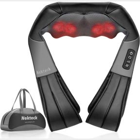 SHIATSU NECK AND BACK MASSAGER WITH SOOTHING HEAT, NEKTECK ELECTRIC DEEP TISSUE 3D KNEADING MASSAGE PILLOW FOR SHOULDER, LEG, BODY