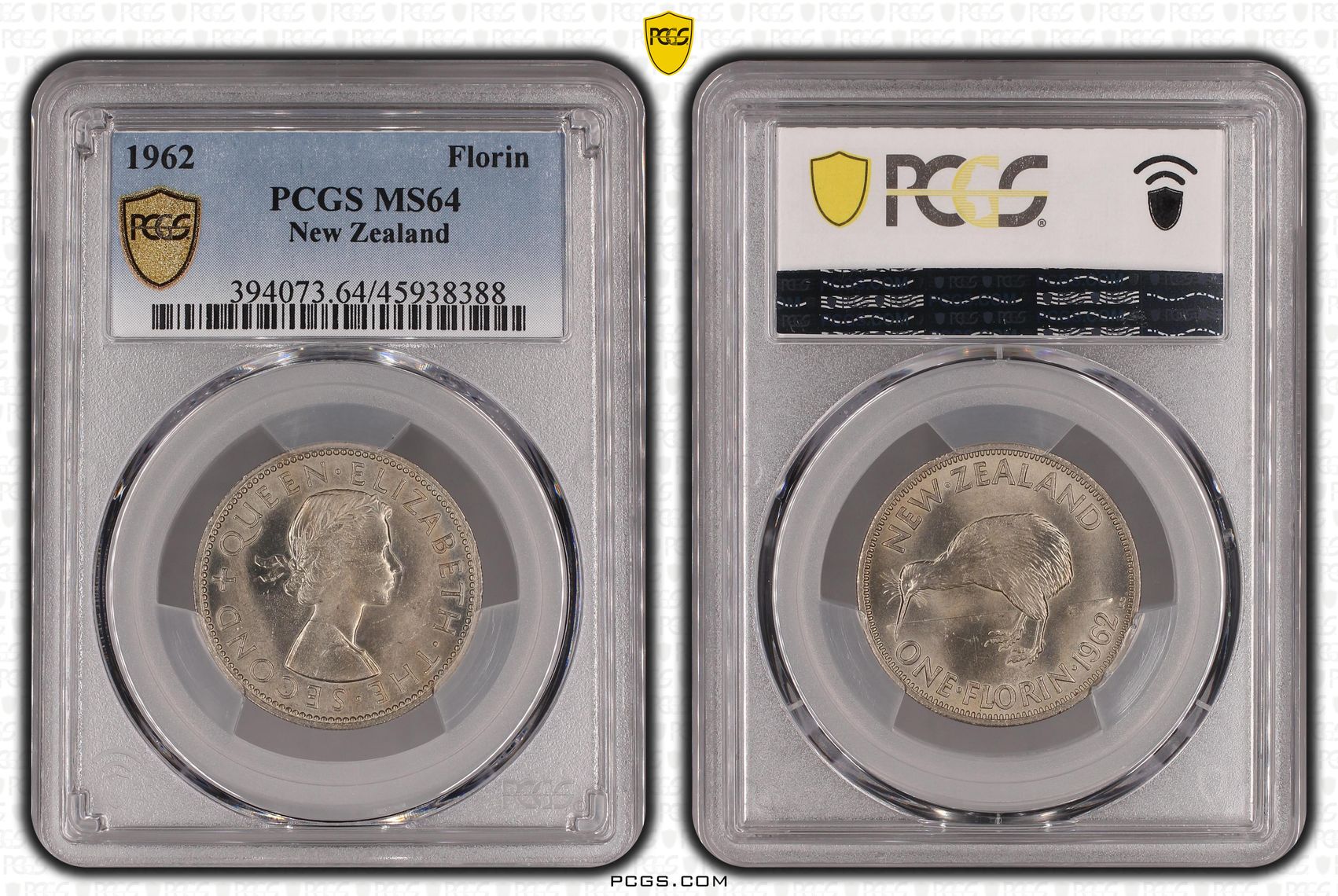 1962 New Zealand Florin PCGS - MS64 -388