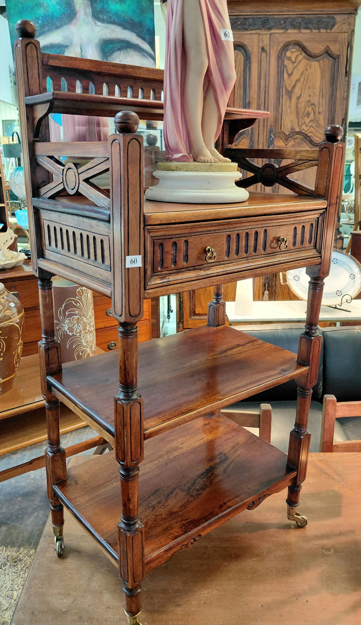 60 · MAHOGANY WOODEN OPEN SHELVES