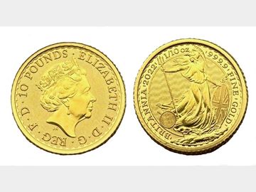 2022 ELIZABETH II BRITANNIA 1/10th GOLD 10 POUND COIN