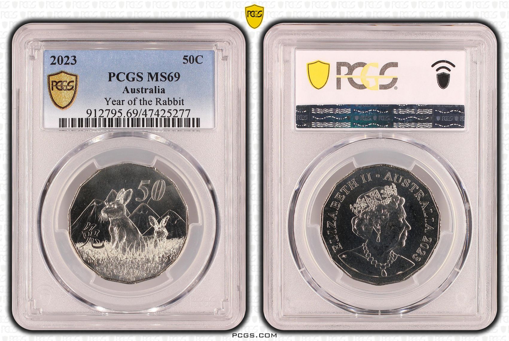 Year of the Rabbit, Fifty Cent, 2023 POP Report 10/0, PCGS MS 69