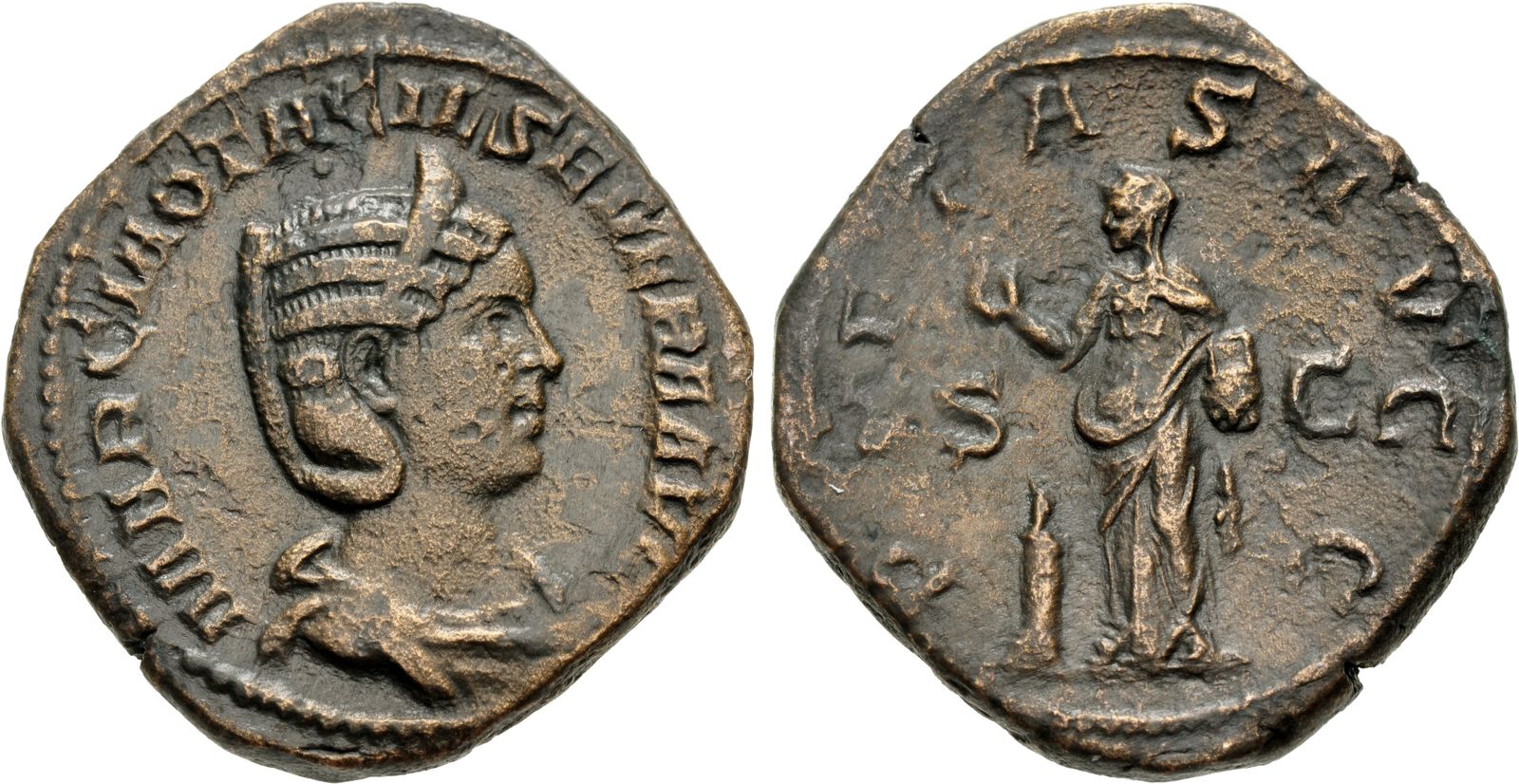 Otacilia Severa. Augusta, AD 244-249. Æ Sestertius (30mm, 19.73 g, 12h