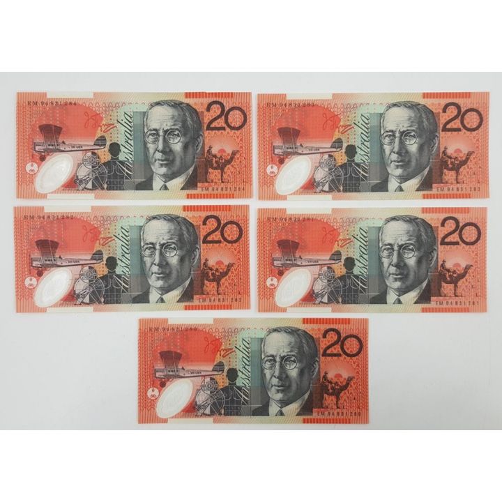 Consec. E/F $20 Notes (x5)